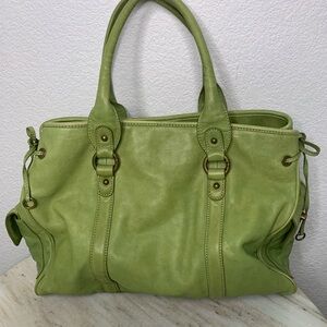 J. Crew purse satchel leather large shoulder straps Light Green Leather